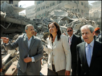 Bà ngoại trưởng đi thăm mạn nam Beirut