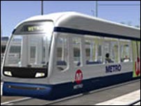 Computerized mock-up of the Supertram