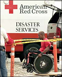 New Orleans'tan tahliye edilen bir felaketzede