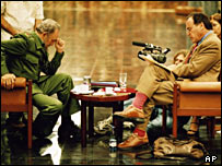 الیور استون و فیدل کاسترو در فیلم "در جستجوی فیدل"