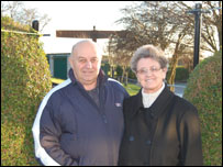 Audrey and George Charlton with the Angel behind