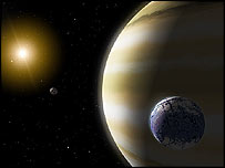 تصويری ساختگی از زمين و مشتری