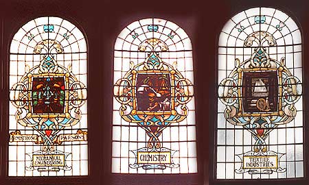 the stained glass windows of the Central hall