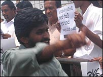 Journalists protesting against threats to media (Library photo)