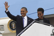 The Obamas arriving in Ireland