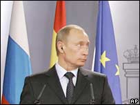 ولاديمير پوتين در کنفرانس خبری در مادريد