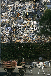 غزہ کی منہدم شدہ عمارتیں 