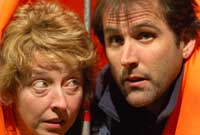 Gwenno Elis Hodgkins a Maldwyn John. (Lluniau: Gerallt Llewelyn)