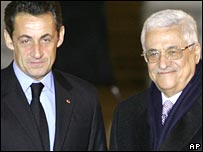 Tổng thống Pháp Sarkozy và chủ tịch Abbas