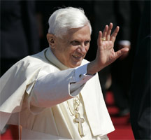 Pope Benedict XVI waving