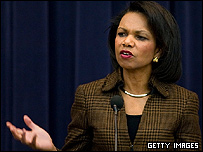 محمود عباس و کاندولیزا رایس، وزیر خارجه آمریکا