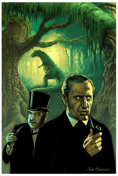 Holmes, Watson and a dinosaur.