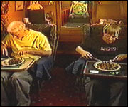 John and Mary Mines eating on their boat