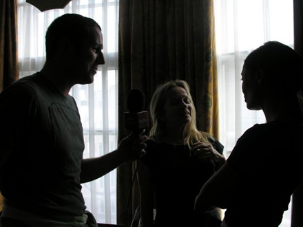 Jo and Max with Thandie Newton at Claridges