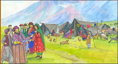 دخترکوچی با بنجاره  والاحرف می زند.