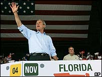 صدر بش فلوریڈا میں اپنی انتخابی مہم کے دوران
