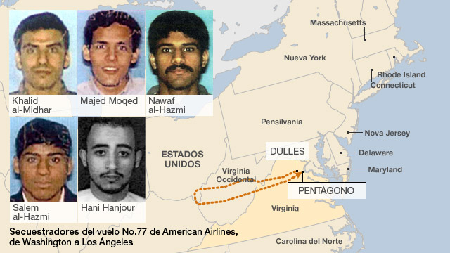 Mapa de la ruta del vuelo No.77 de American Airlines