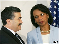 İsrail Savunma Bakanı Amir Peretz ve Condoleezza Rice