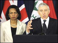 جک استرا و کاندوليزا رايس در بغداد