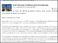 Fac-simile da página web do consulado