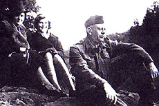 Danusia Trotman-Dickenson (centre) with her parents.  Peebles, Scotland 1940