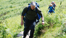 Heading up the steep mountain track