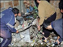 O local da explosão em Damasco