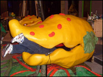 Monica Winfield inside a giant plant!