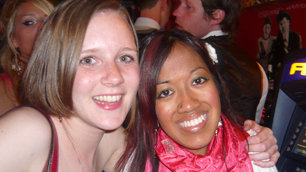 Laura with a friend at the uni summer ball