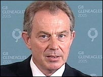 O premiê britânico, Tony Blair, em Gleneagles