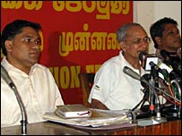 JVP leaders in a press conference (photo Elmo Fernando)