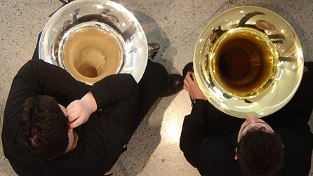 Tuba players. Image: Charlotte Griffin, Ty Cerdd