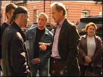 Кишеня штанів Юрія Костенка, на якій видно пляму