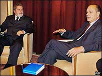 O presidente Lula com o presidente francês Jacques Chirac