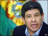 O ministro boliviano de hidrocarbonetos, Carlos Villegas
