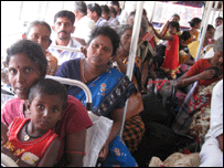 People on board a passenger bus in Medawachchiya on 22 July