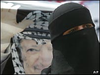 Palestina em manifestação a favor de Arafat