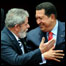 Os presidentes do Brasil, Luiz Inácio Lula da Silva, e da Venezuela, Hugo Chávez, em Caracas