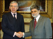 Jack Straw (esq.) e Celso Amorim