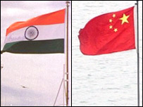 भारत और चीन का झंडा