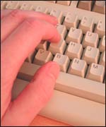 Hand on keyboard