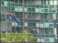 A explosão danificou edifícios vizinhos