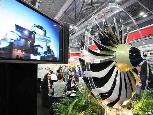 香港亚洲国际航空展室内展馆一角(中新社图片8/9/2009)