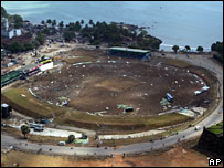 सूनामी के बाद गॉल स्टेडियम का नज़ारा