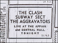 An ad for the gig in the Swindon Evening Advertiser