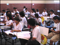 sala de aula da escola Padre Osvaldo, em Sobral