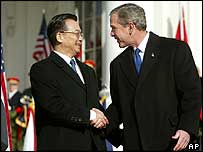 O premiê chinês, Wen Jiaobao, e o presidente George W. Bush