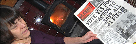 Caroline Poland with The Miner newspaper from 1993