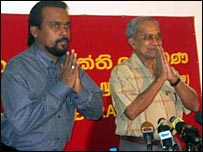 Former allies: Weerawansa (L) and Amerasinghe