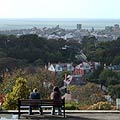 Students admiring view over Aberystwyth